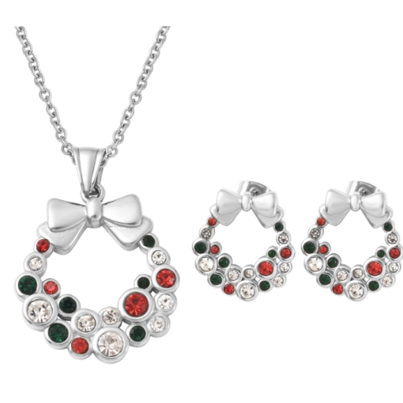 Jewelry - AUSTRIAN CRYSTAL CHRISTMAS NECKLACE AND EARRING SET IN STAINLESS STEEL